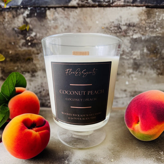 COCONUT PEACH WOODEN WICK CANDLE